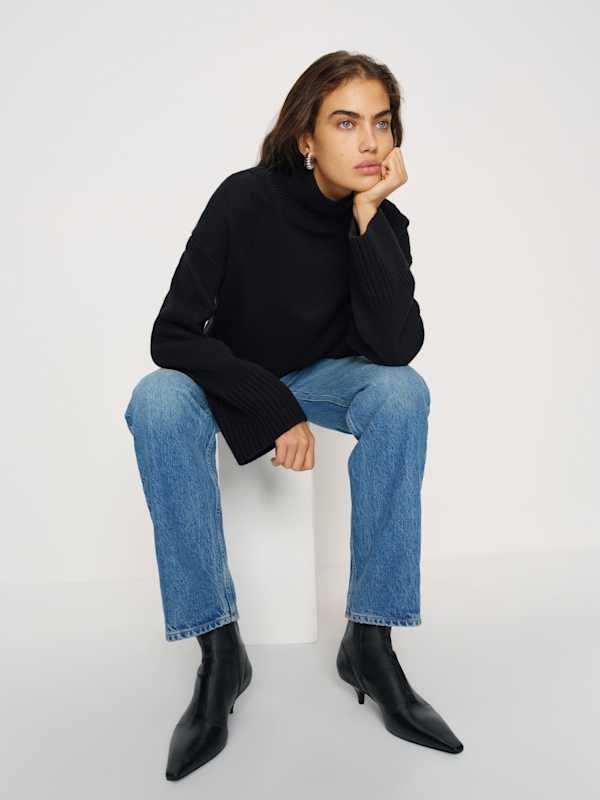 Robbie Ankle Boot - Black Stretch Leather